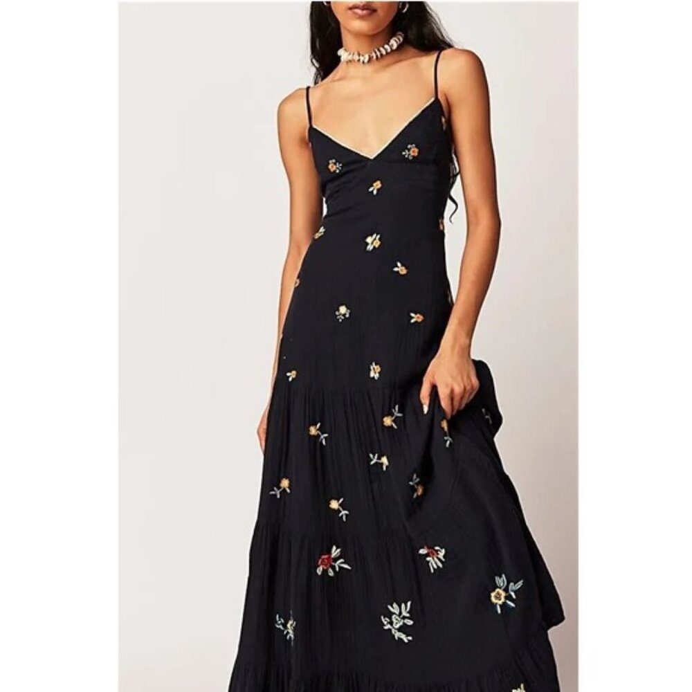 Free People Hibiscus Tiered Maxi Dress Size S